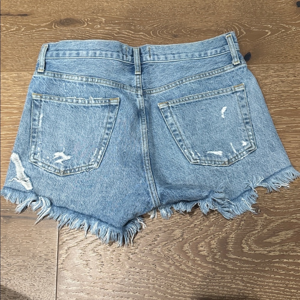 AGOLDE Distressed Denim Shorts Light Wash High Rise Cutoff Frayed Hem Size 25 - Picture 5 of 6